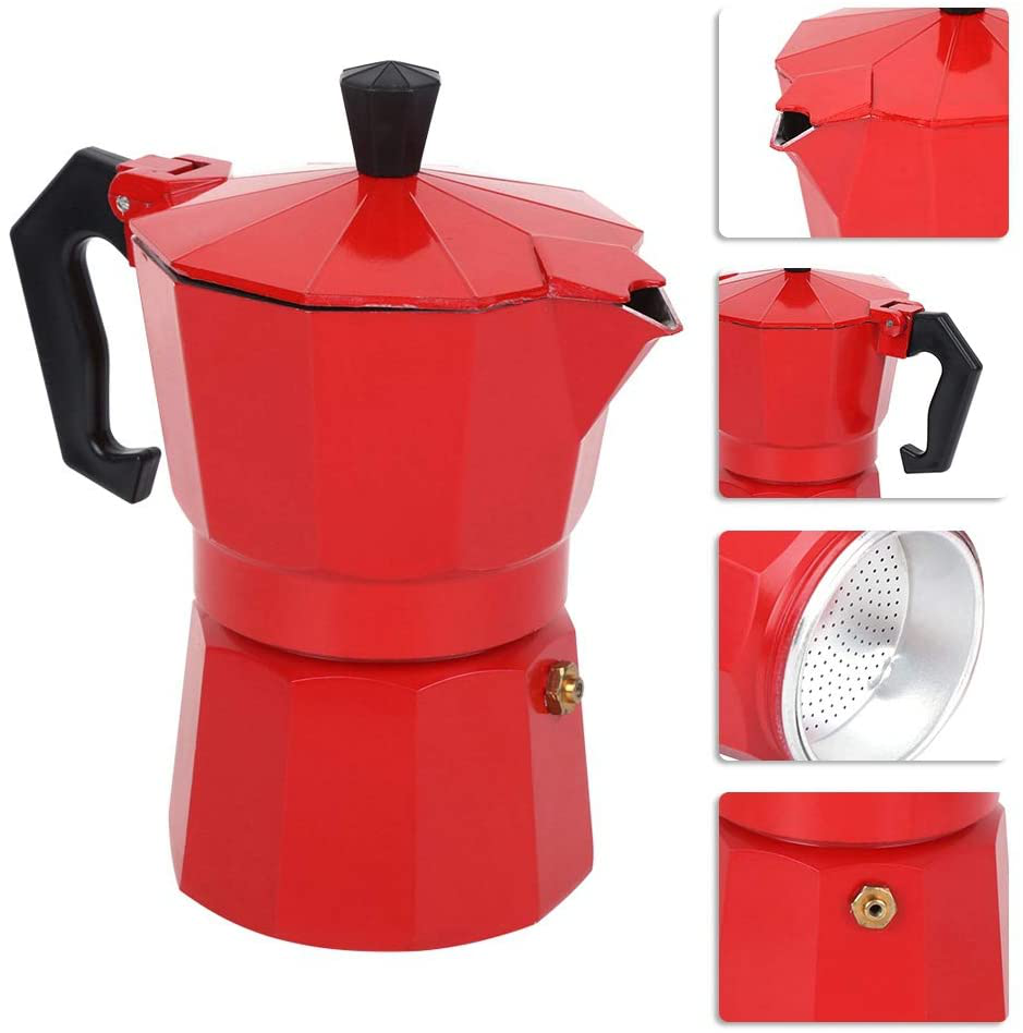 Skørter | 6 Cup Coffee Maker, Italian Style Coffee Maker, Moka Coffee Maker, Coffee Maker Tools, Quick Cleaning Pot for Home Office (Black)