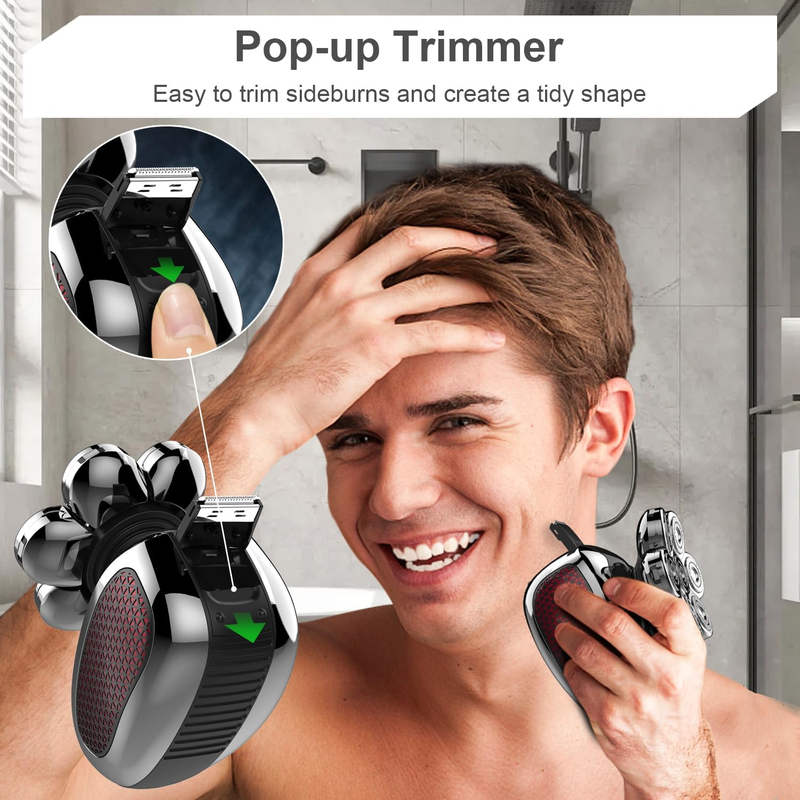 Skorter | 5 in 1 Electric Razor 7D Rechargeable Head Shaver Grooming Kit with LED Display