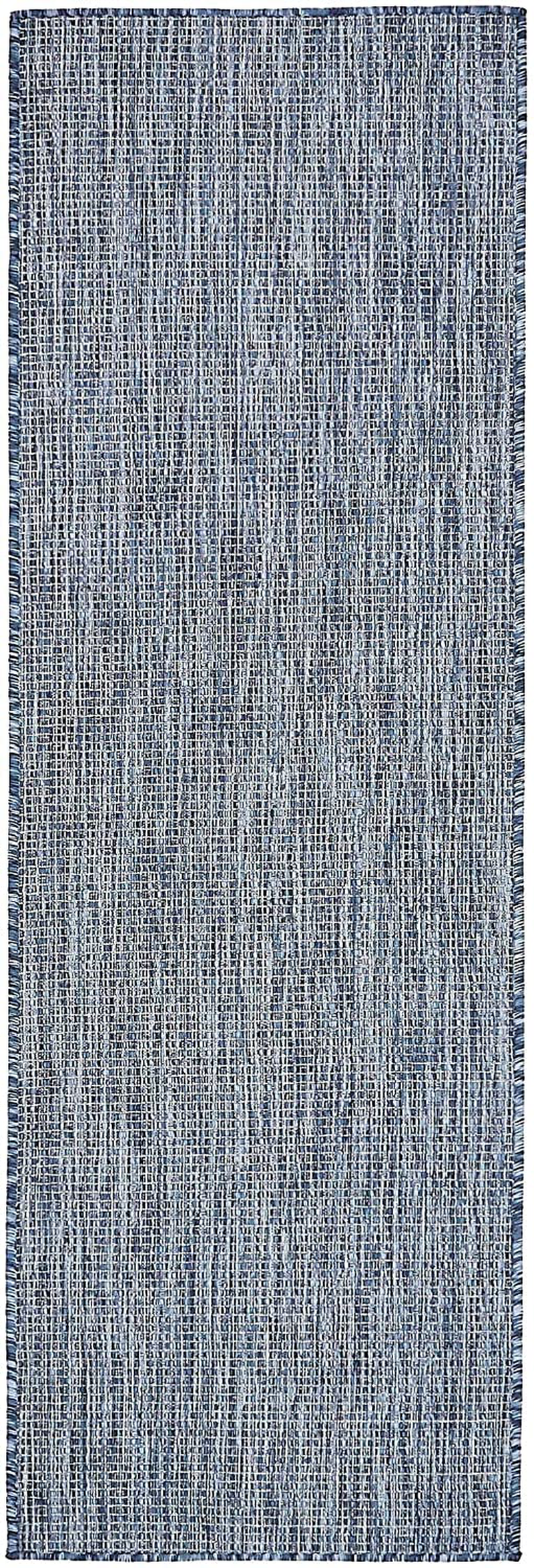 Skørter | Unique Loom Solid Collection Casual Transitional Indoor and Outdoor Flatweave Runner Rug, 2' x 6', Dark Blue/Light Blue
