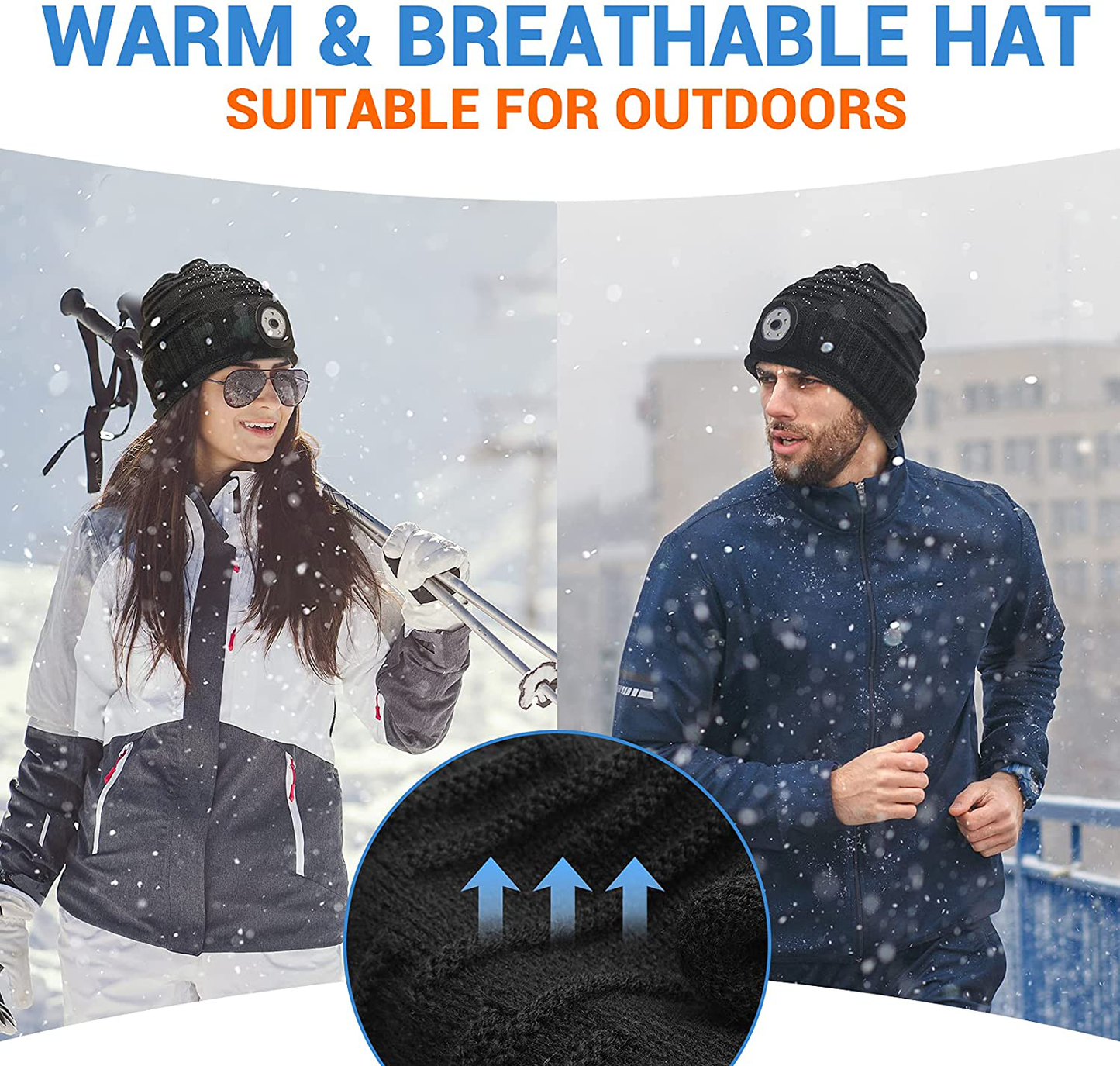 Skorter | Men's Gifts Beanie Hat with Light - Christmas Gift Fillers Women Men Rechargeable Headlamp Hood LED Flashlight Winter Hats Camping Running Fishing Gear Gift Ideas for Dad Mom Family Boyfriend Teenager