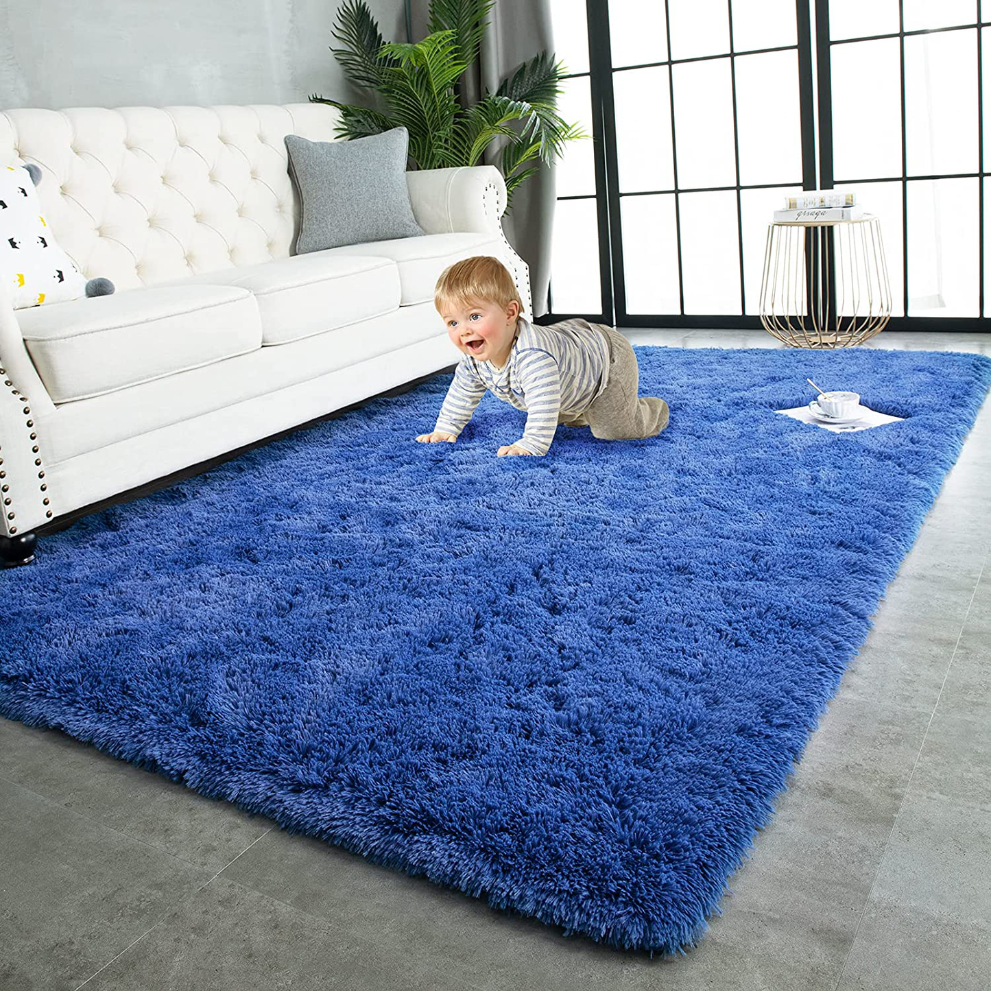 Skørter | TWINNIS Super Soft Shaggy Rugs, Fluffy Rugs, 4x5.9 Feet, Indoor Modern Plush Area Rugs for Living Room Bedroom Children's Room Nursery Home Decor, Upgraded Anti-Slip Durable Rectangular Fuzzy Rug, Indigo