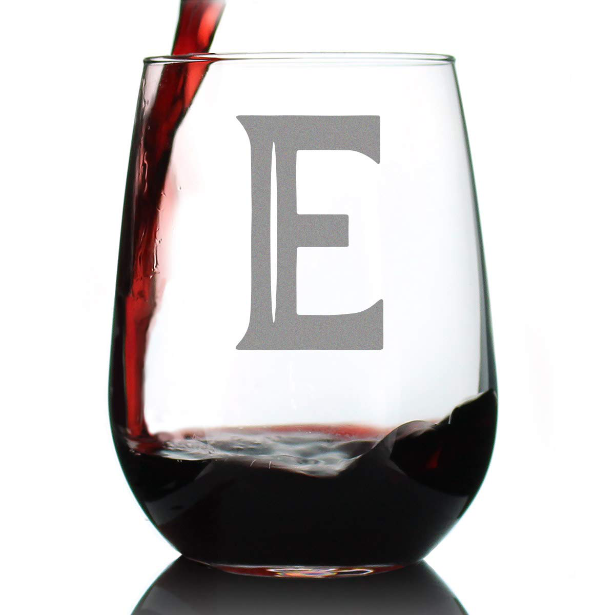 Skorter | Monogram Fet capital letter M - Without stem wine glass - Personalized gifts for women and men - Large engraved glass