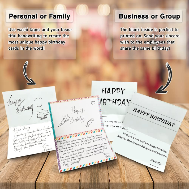 Skørter | 80 Pack Assorted Birthday Cards with 80 Blank Envelopes, 84 Stickers & 3 Washi Tape Rolls