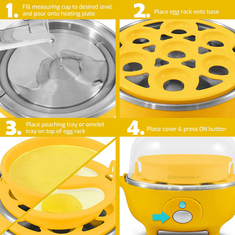 Skorter | Elite Gourmet Simple Electric 7 Egg Capacity Cooker Poacher, Scrambled Egg, Omelette Maker with Automatic Shut-off