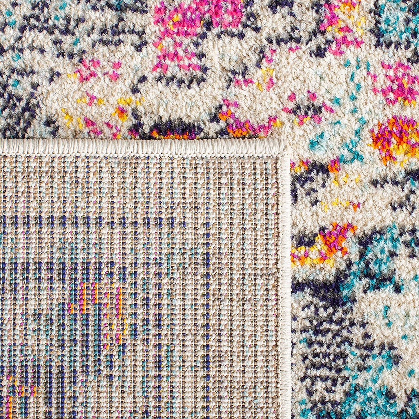 Skørter | Safavieh Madison Collection MAD473D Boho Chic Medallion Distressed Non-Shedding Stain Resistant Living Room Bedroom Area Rug, 2' x 8', Ivory / Light Blue