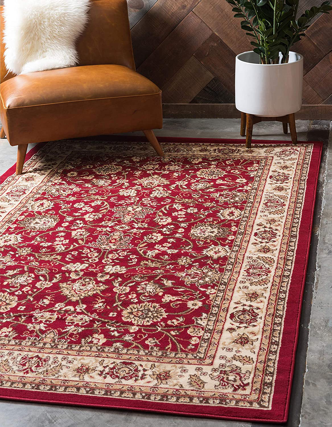 Skørter | Unique Loom Kashan Traditional Floral Rug, 4 Feet, Gray/Ivory