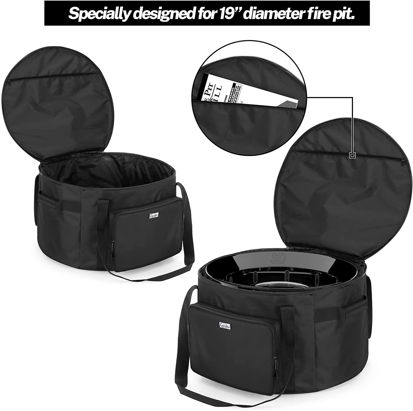 Skørter | SAMDEW 19-inch outdoor fireplace bag compatible with Outland Firebowl model 893 870 823, Firebowl travel carry bag for 19-inch diameter propane gas fireplace, black, bag only