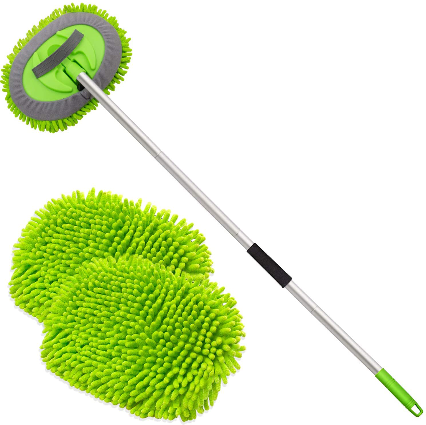 Skørter | anngrowy 62" Microfiber Car Wash Brush with Long Handle Car Wash Mop Kit Mitt Sponge Car Wash Equipment Kit Duster RV Wash Car Wash Brush Accessories, 1 Chenille Lint-Free Replacement Head