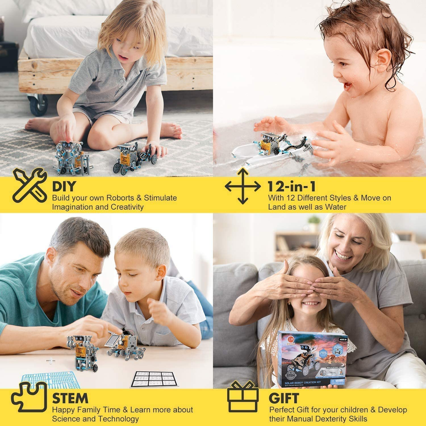 Skørter | CIRO 12-in-1 Solar Robot Toys, STEM educational activities for kids 8-12, 190 pieces building set