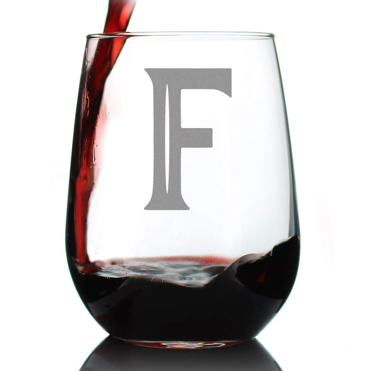 Skorter | Monogram Fet capital letter M - Without stem wine glass - Personalized gifts for women and men - Large engraved glass