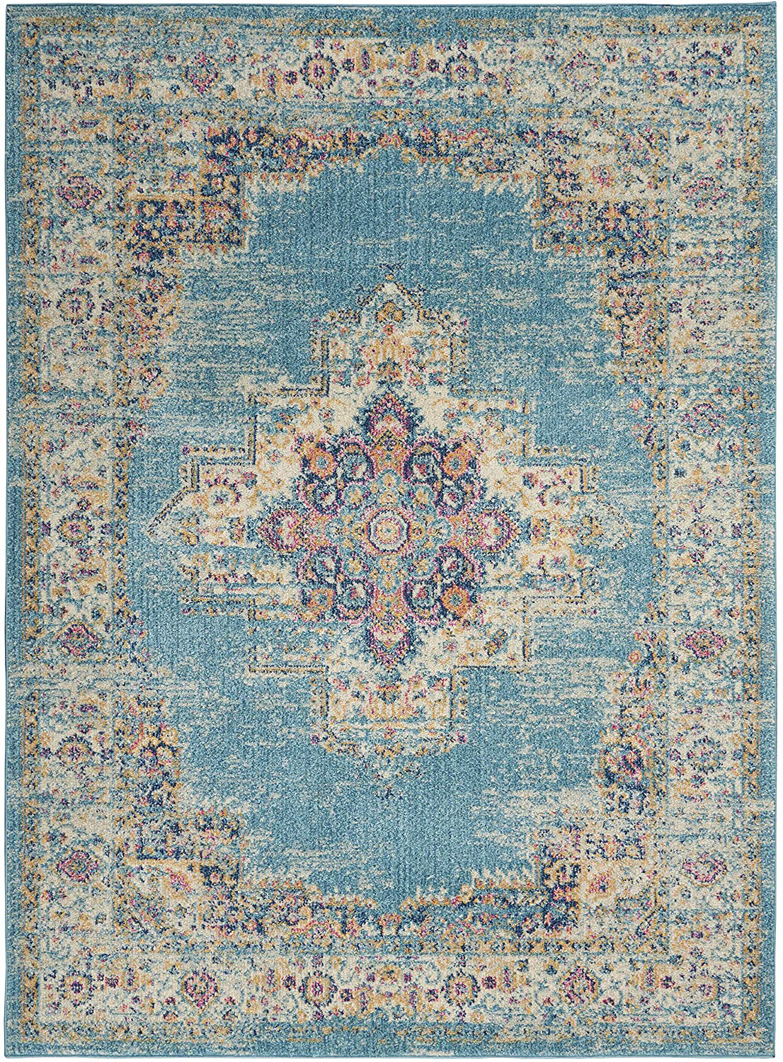 Skørter | Nourison Passion 4' x 6' Ivory Light Blue Rug, 3'9" x 5'9", 5 Feet