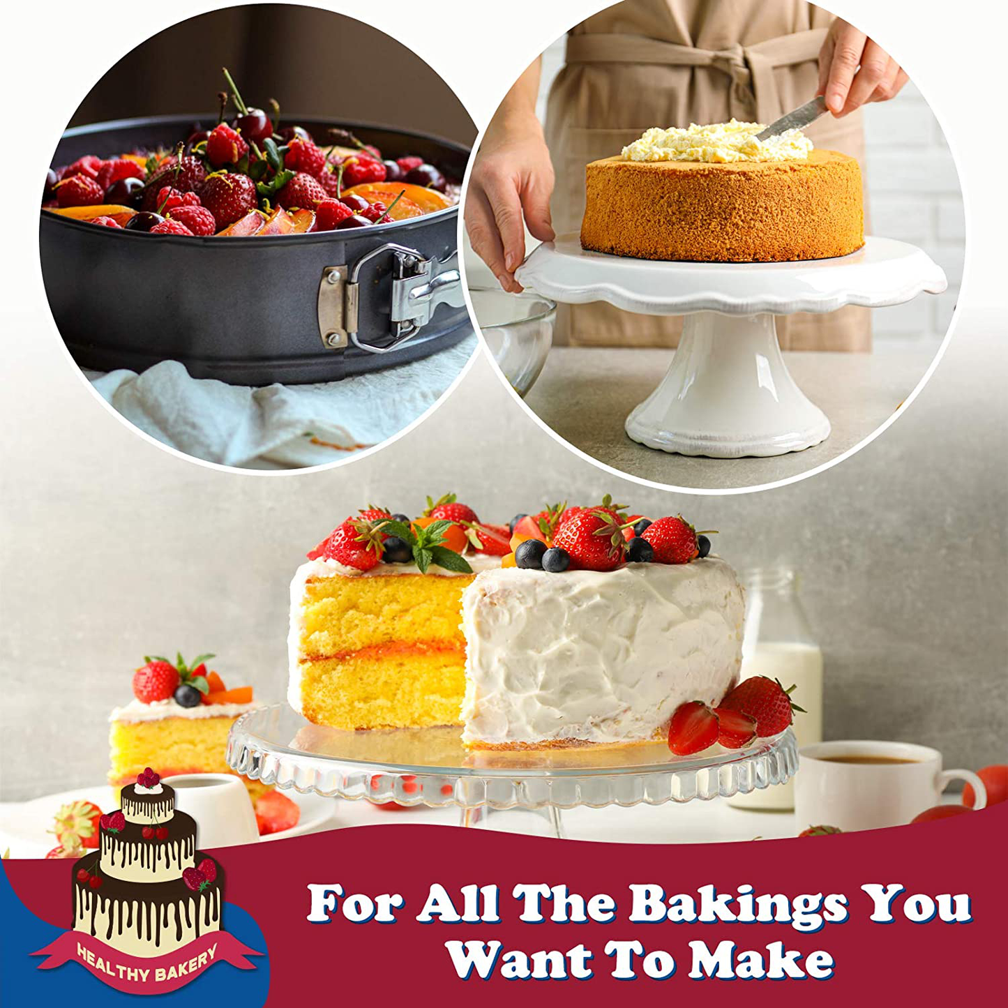 Skørter | Hiware 10 Inch Non-stick Springform Pan with Detachable Bottom / Leak-proof Cheesecake Pan with 50 Pcs Parchment Paper