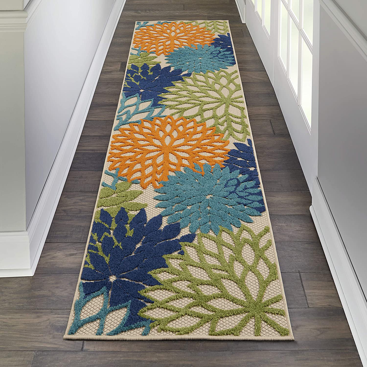 Skørter | Nourison Aloha Indoor/Outdoor Floral Blue Multicolor 2'3" x 8' Area Rug Runner (2'x8')