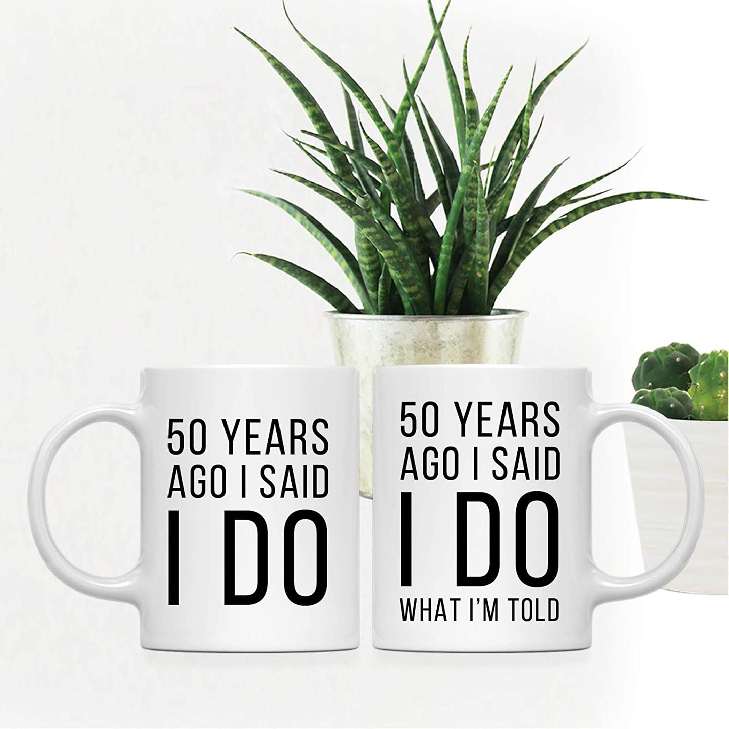 Skørter | Andaz Press Funny 50th Wedding Anniversary 11oz. Couple Coffee Mug Gag Gift, 50 years ago I said yes, I said yes to what I'm told, 2-Pack with gift box for husband spouse parents