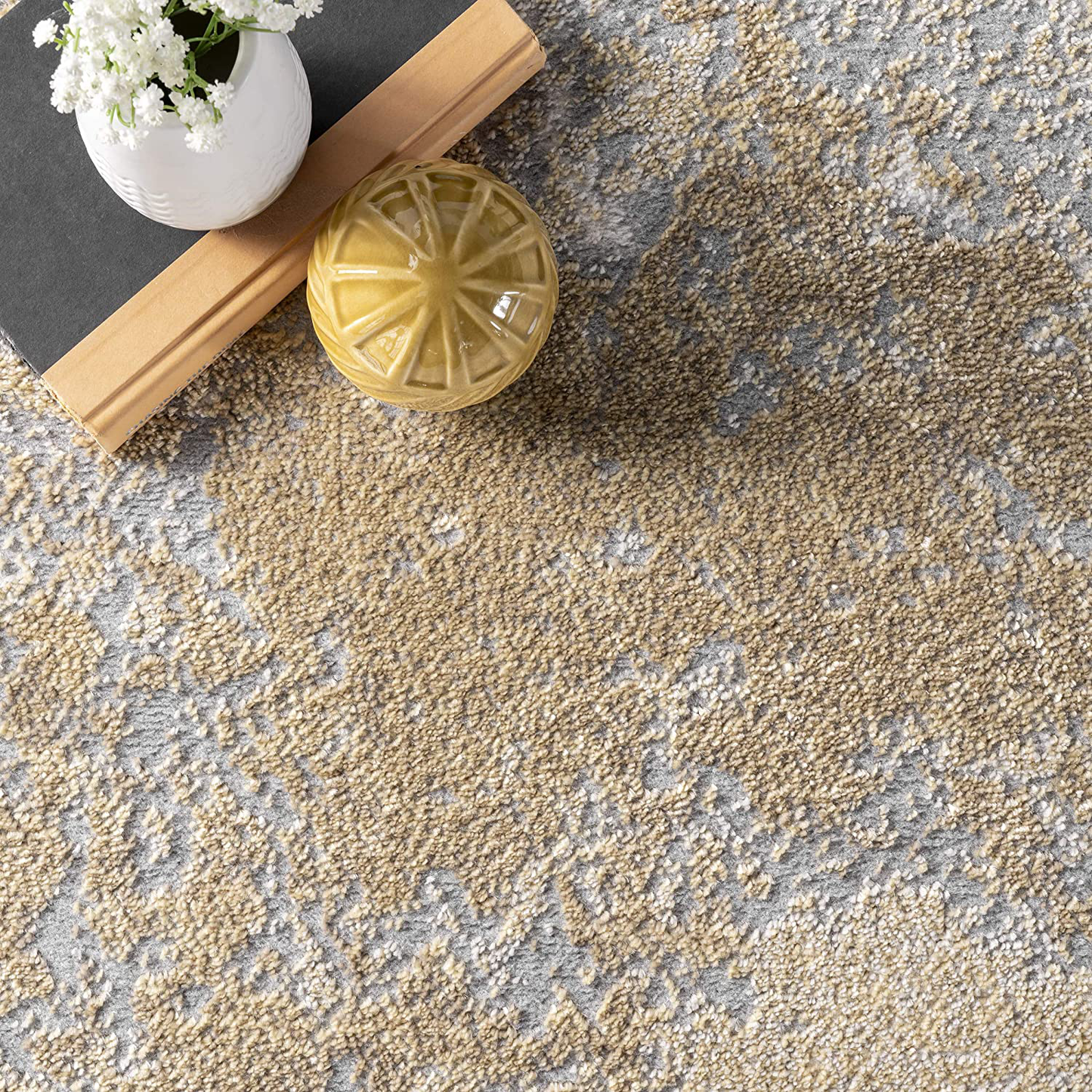 Skørter | nuLOOM Cyn Abstract Area Rug, 3 x 5 Feet, Gold