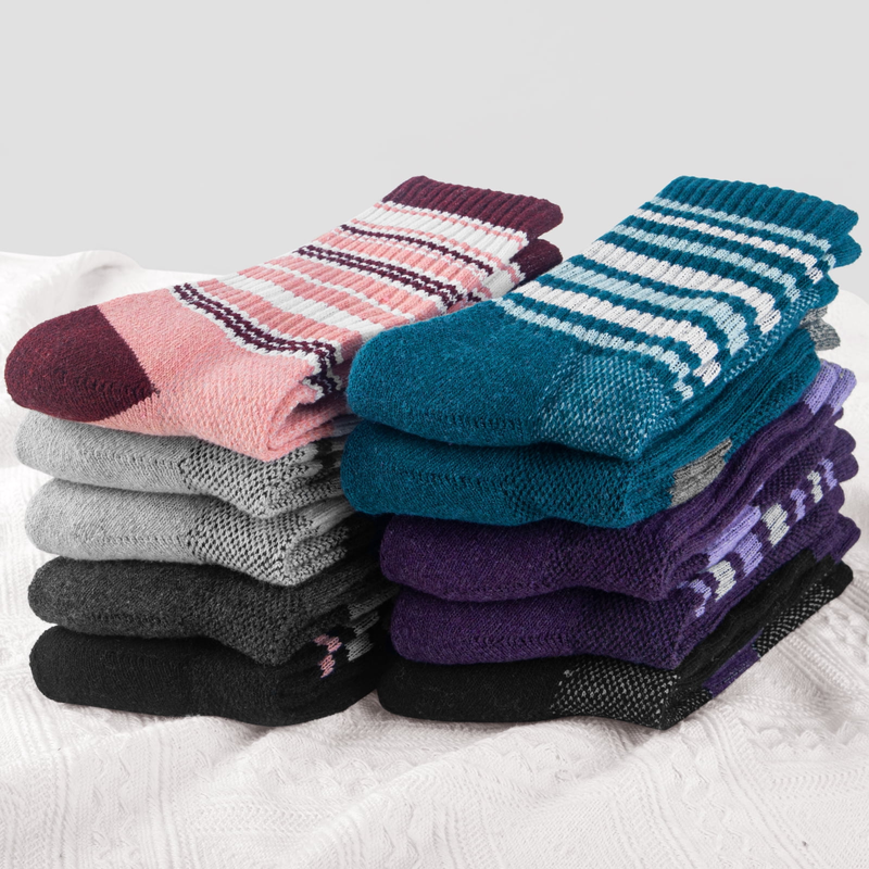 Skorter | 10 Pair Women's Warm Wool Socks - Thick Knitted Thermal Boot Crew