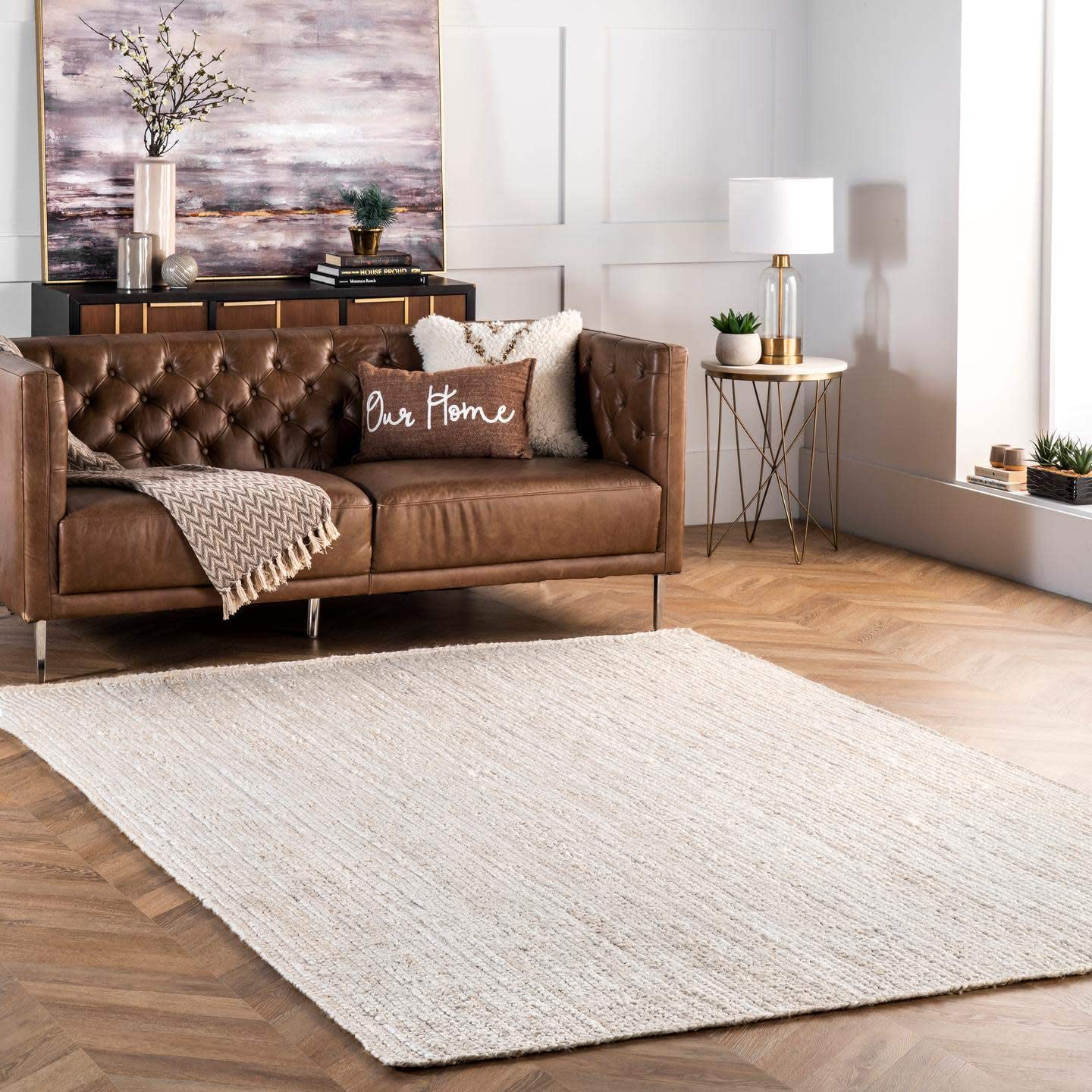 Skørter | nuLOOM Rigo Handwoven Rustic Jute Area Rug, 4', Off-white