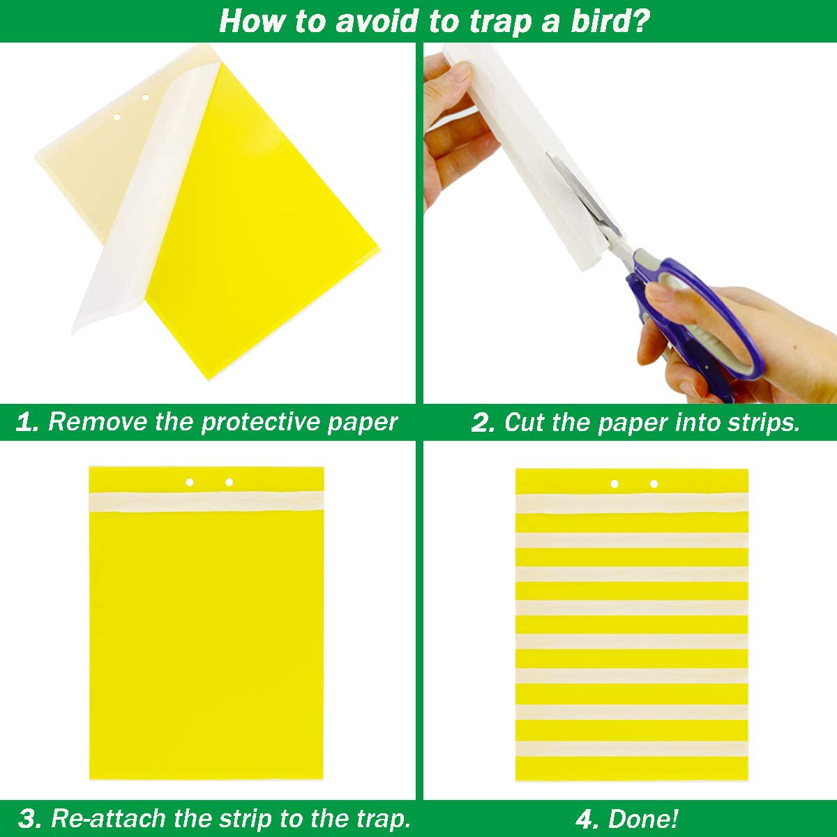 Skørter | 50 Sheets Yellow Sticky Traps, Fruit Fly Traps, for Indoor and Outdoor, Includes Twisted Tovar and Plastic Holders