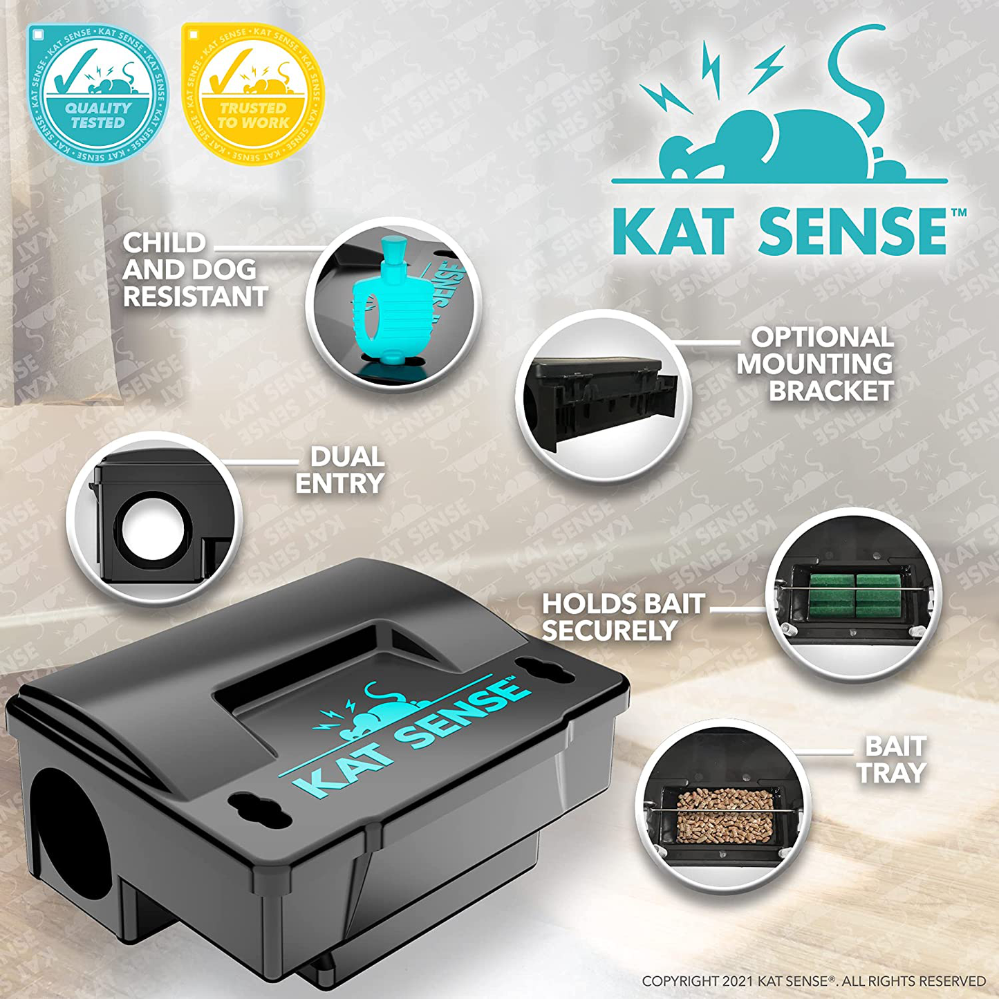 Skørter | Cat Sense Rat Bait Station Traps, Reusable Humane Rat Box Against Mice Chipmunks And Egersneller That Work, Smart Tamper-Proof Burhouse to Secure Bait Block and Pellets, Mouse Bait Station Outdoor