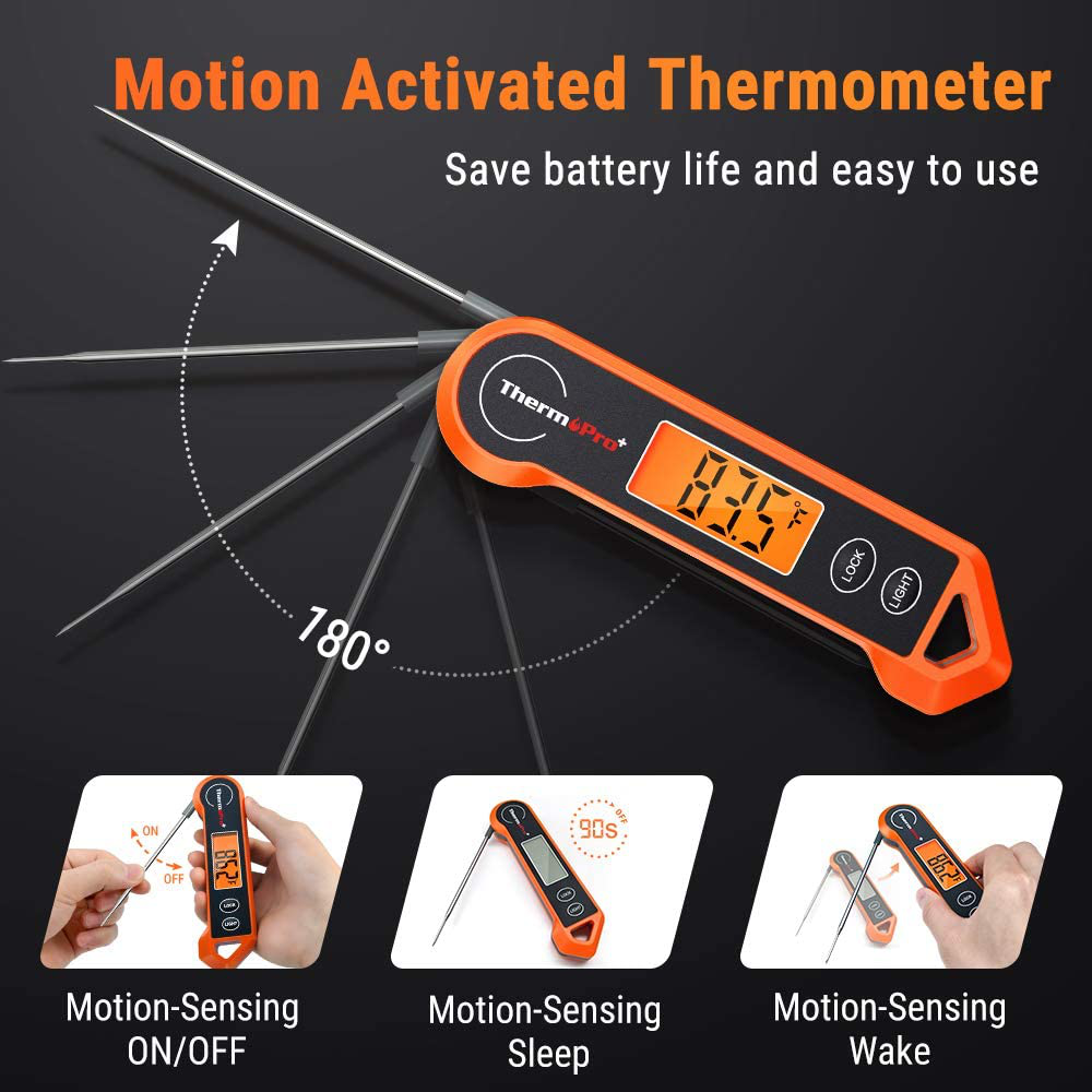 Skørter | ThermoPro TP19H Waterproof Digital Meat Thermometer for Grilling with Ambidextrous Backlit and Motion Sensor Kitchen Cooking Mat Thermometer for BBQ Grill Smokers Oil Roast Candy Thermometer
