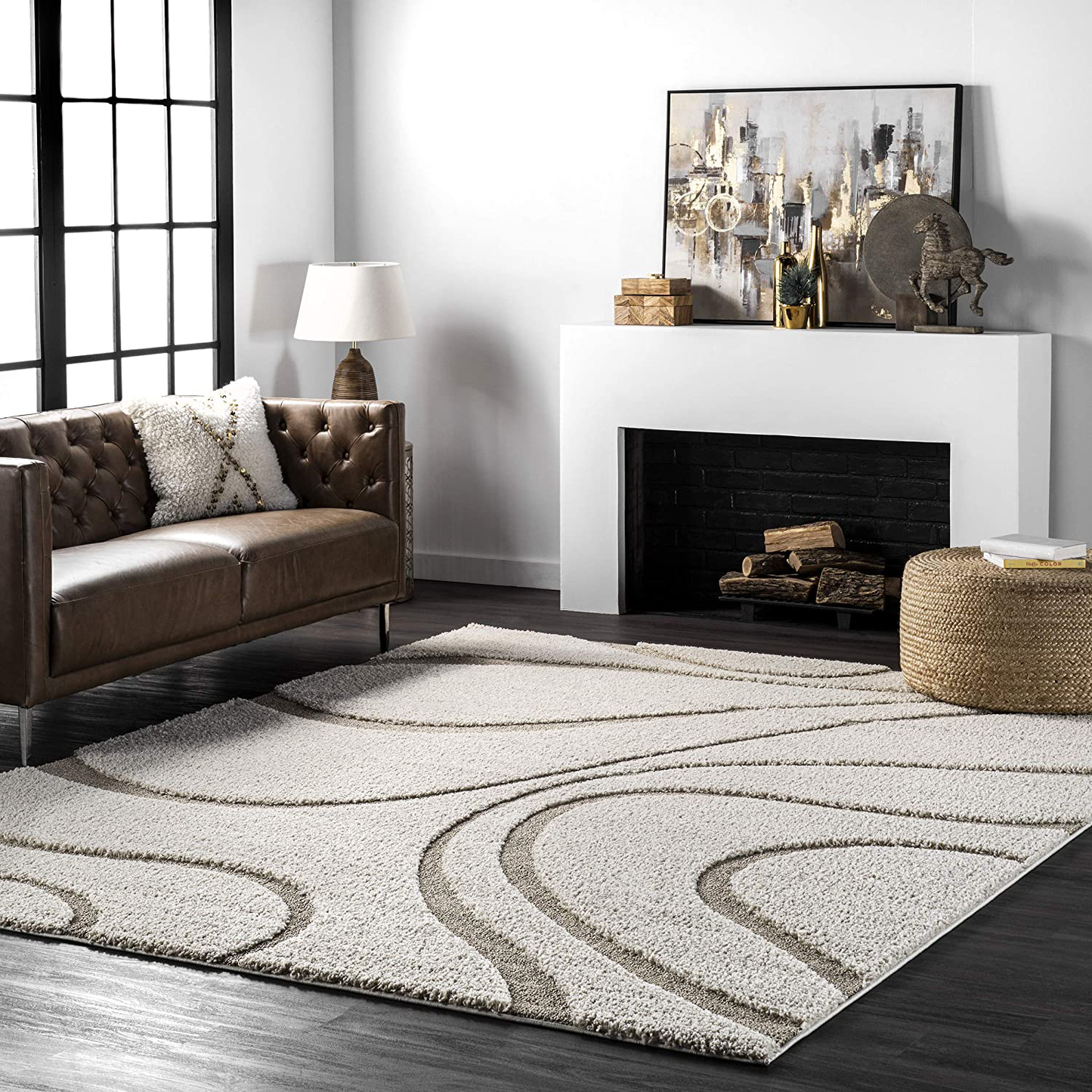 Skørter | nuLOOM Carolyn Cozy Soft & Plush Shag Rug, 4' Square, Cream