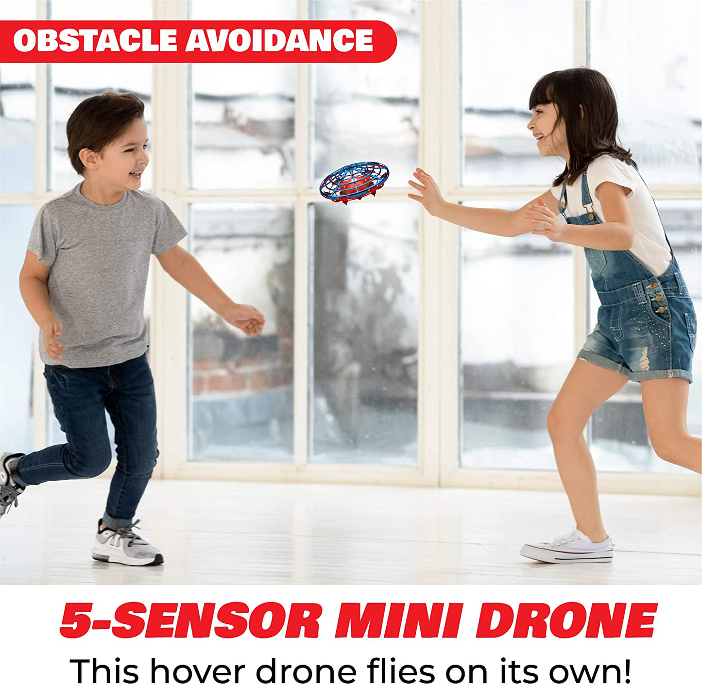 Skørter | Force1 Scoot Combo Hand Operated Drone for Kids or Adults - Hands-Free Motion Sensor Mini Drone, Easy Indoor Rechargeable UFO Flying Ball Drone Toy for Boys and Girls (Red/Blue)