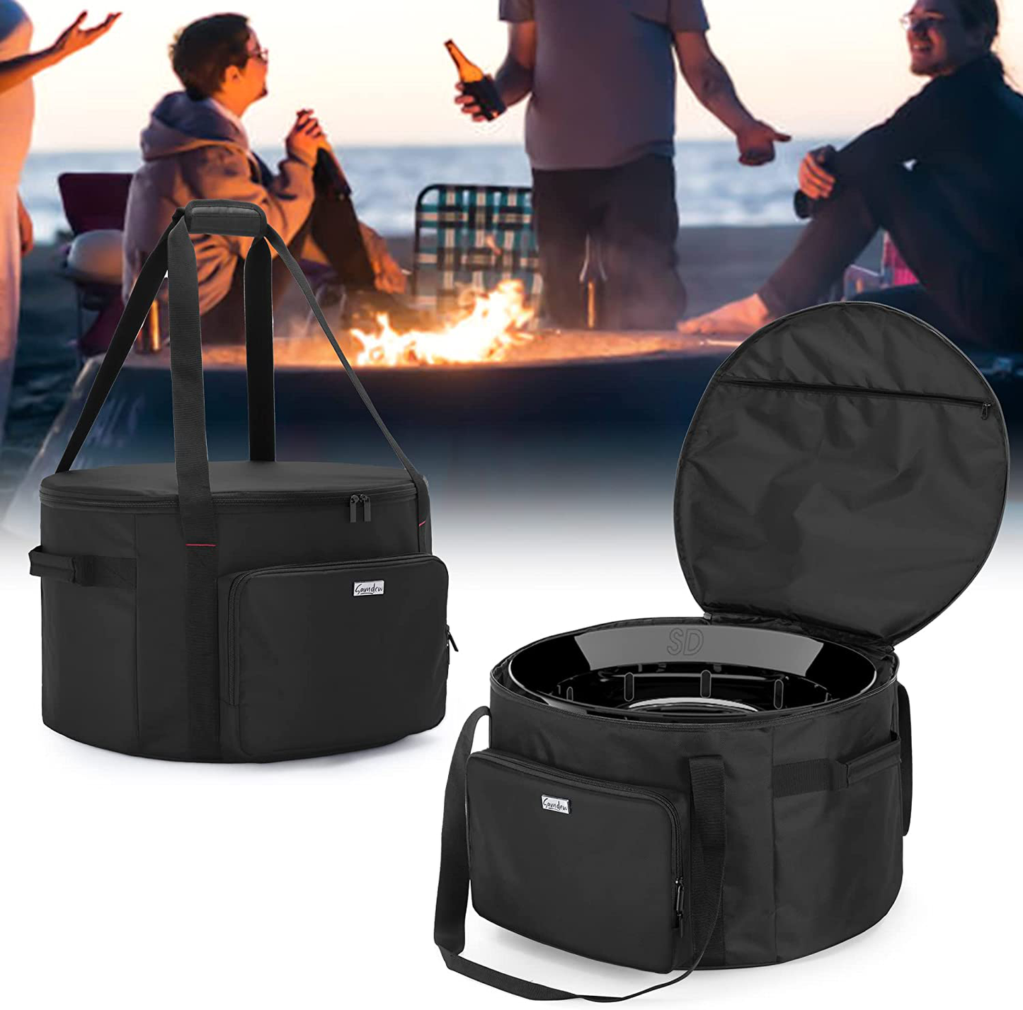 Skørter | SAMDEW 19-inch outdoor fireplace bag compatible with Outland Firebowl model 893 870 823, Firebowl travel carry bag for 19-inch diameter propane gas fireplace, black, bag only