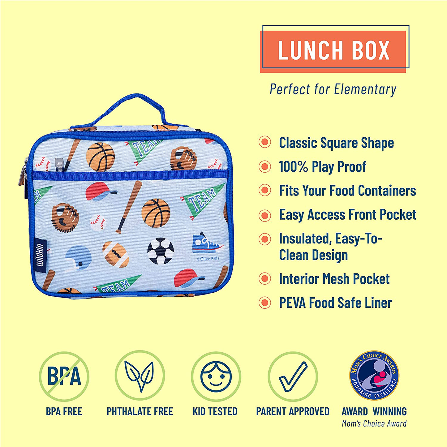 Skørter | Wildkin Kids Insulated Lunchbox Bag for Boys and Girls, Perfect Size for Packing Hot or Cold Snacks for School and Travel, Measures 9.75 x 7 x 3.25 Inches, BPA-Free, Olive Kids (Jurassic Dinosaurs)