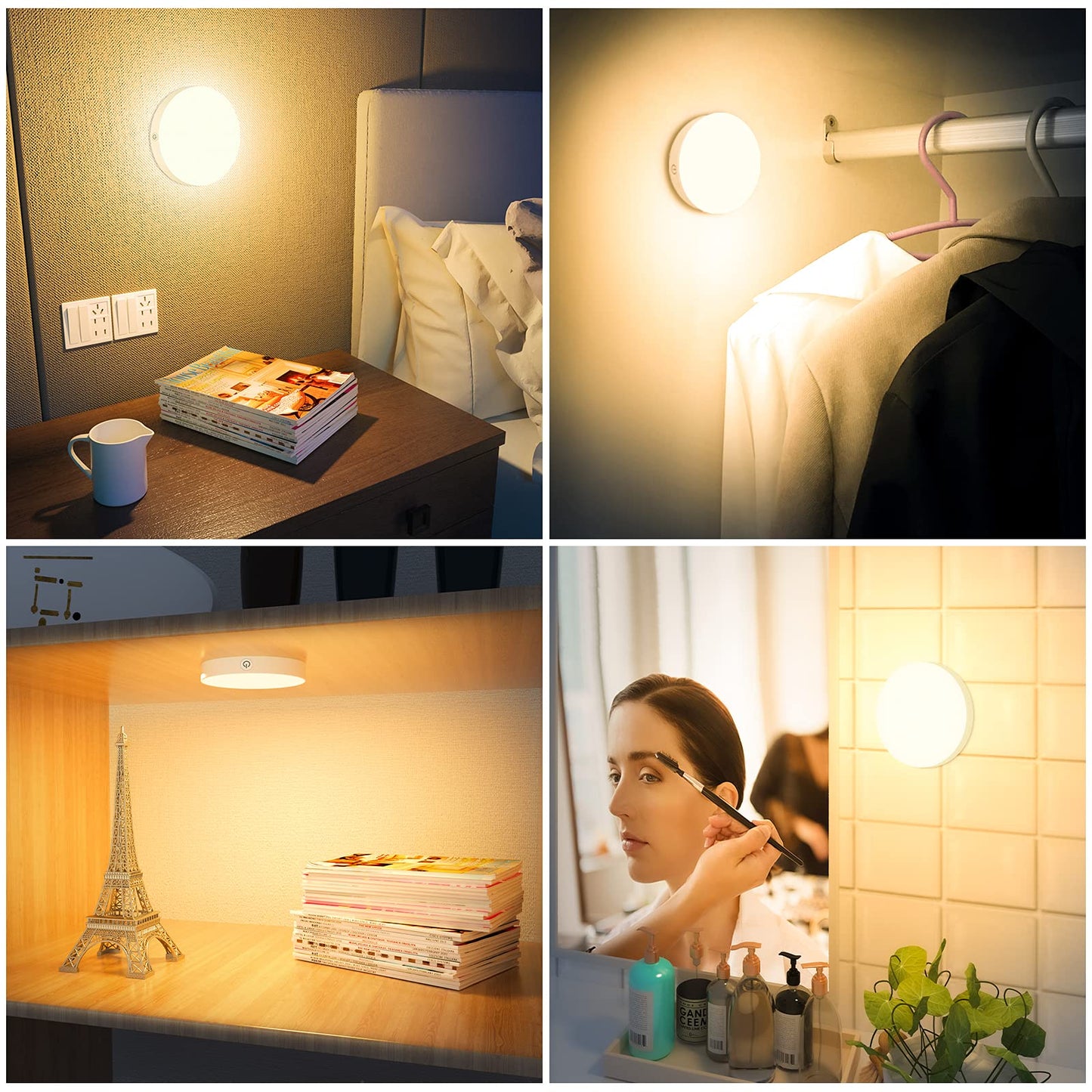 Skorter | Ferswe Dimmable Touch Lights, 3000K Rechargeable Led Tap Light - 2 Pack, Warm White