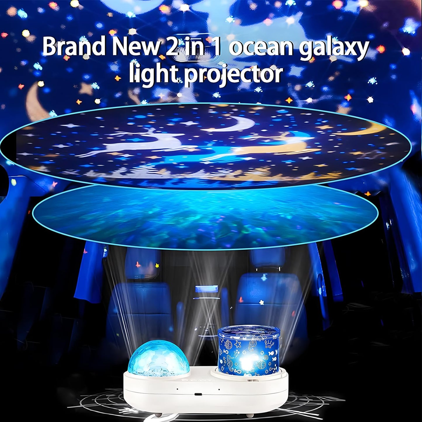 Skorter | Onxe Ocean Kids Night Light Projection - 360° Rotating Jellyfish Lamp With 7 Movies & Timer