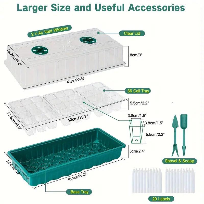 Skorter | Indoor Seed Starter Kit with LED Grow Light & Adjustable Humidity Dome – 36-Cell Tray for Home Gardening