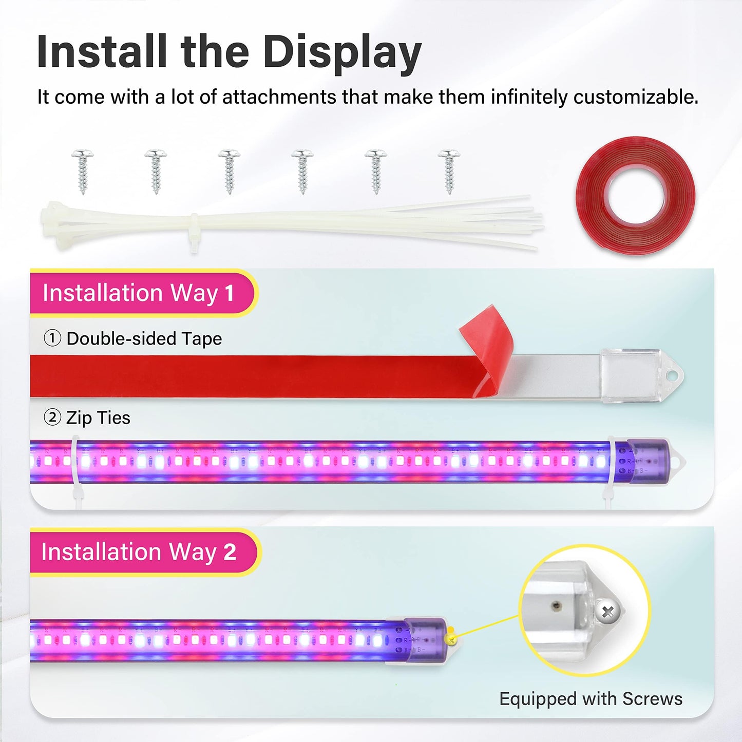 Skorter | Ipower 60W Led Grow Lights - Full Spectrum Plant Strips, Auto Timer, 10 Dimmable Levels, 4 Tub