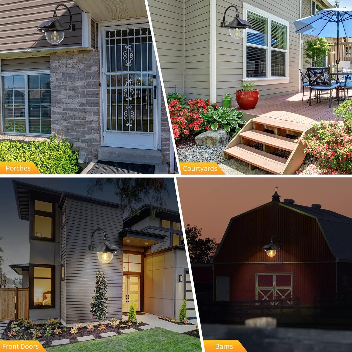 Skorter | Solar Motion Barn Wall Lights with 3 Modes & Gooseneck Design (2 Pack) – Halden