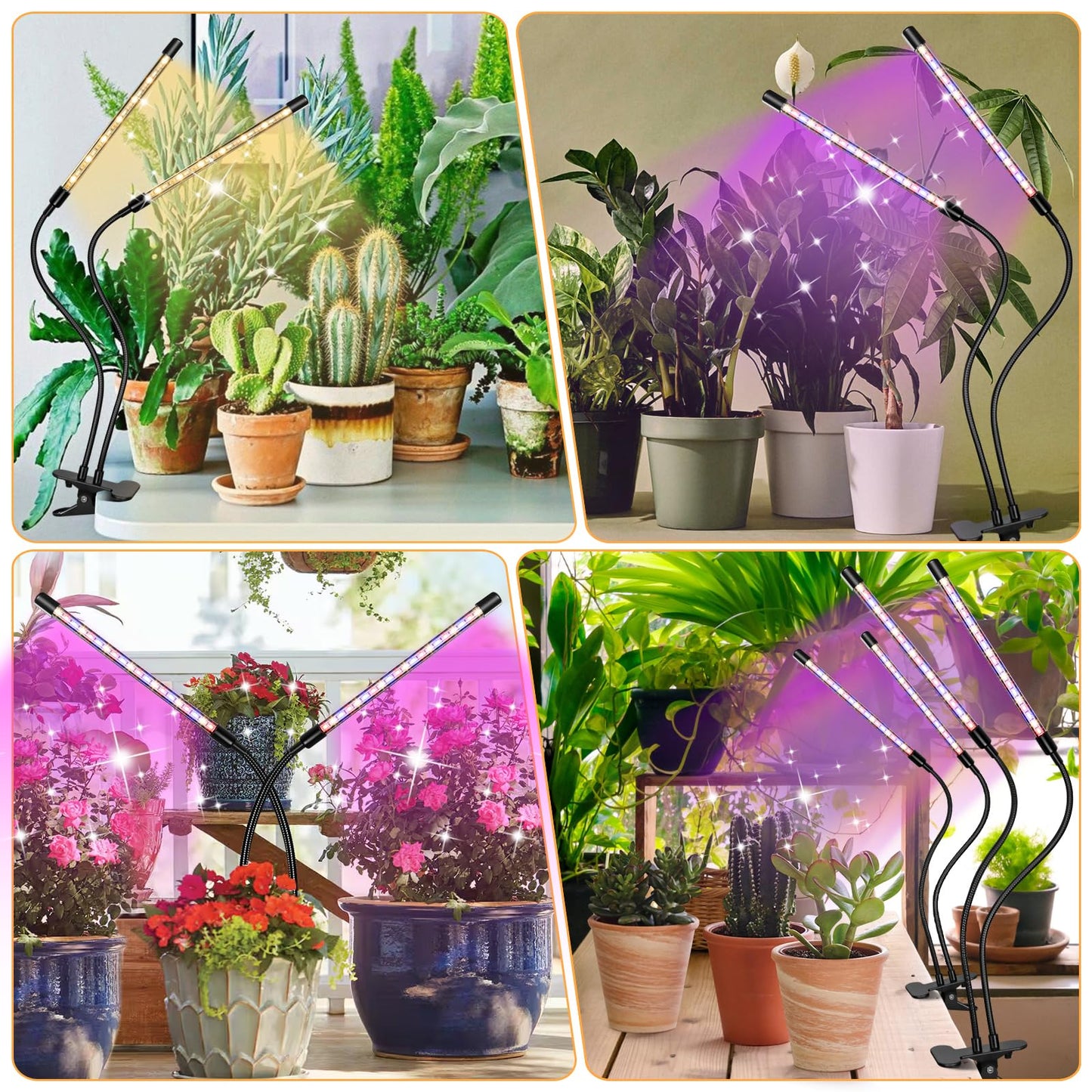 Skorter | Zyzykeji LED Grow Light 2-Pack, Full Spectrum Plant Lighting With Clamp, 10-Level Dimmable, Auto Timer