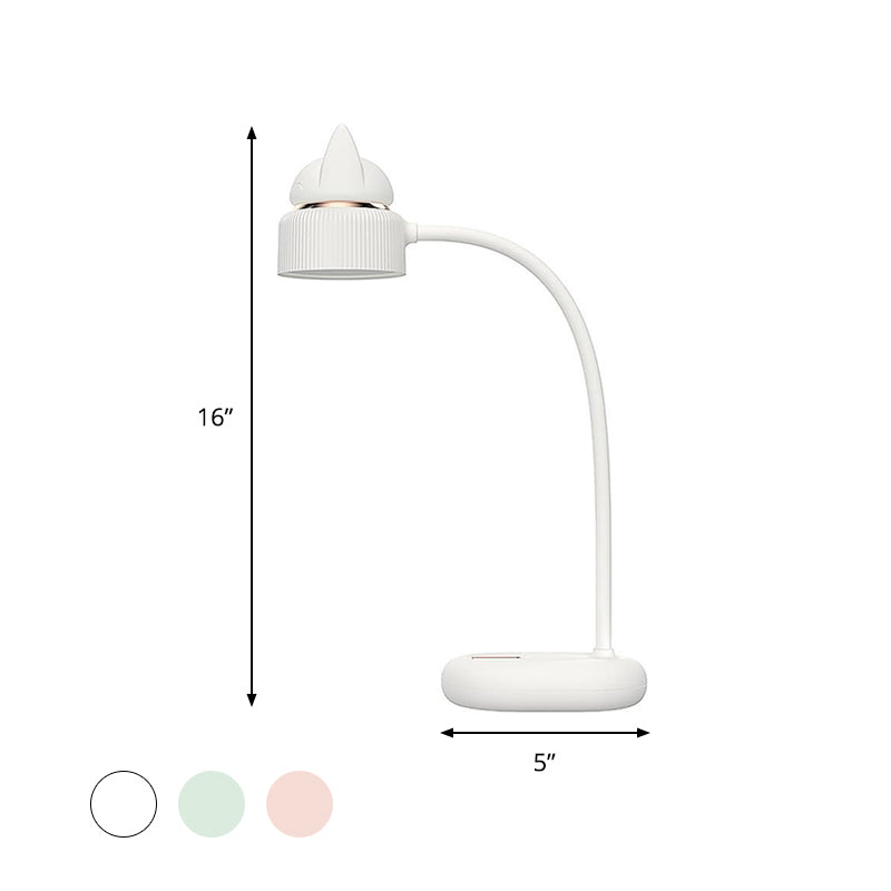 Skorter | White/Pink/Green Cat Rotating Table Lamp - USB Rechargeable LED Night Light for Kids
