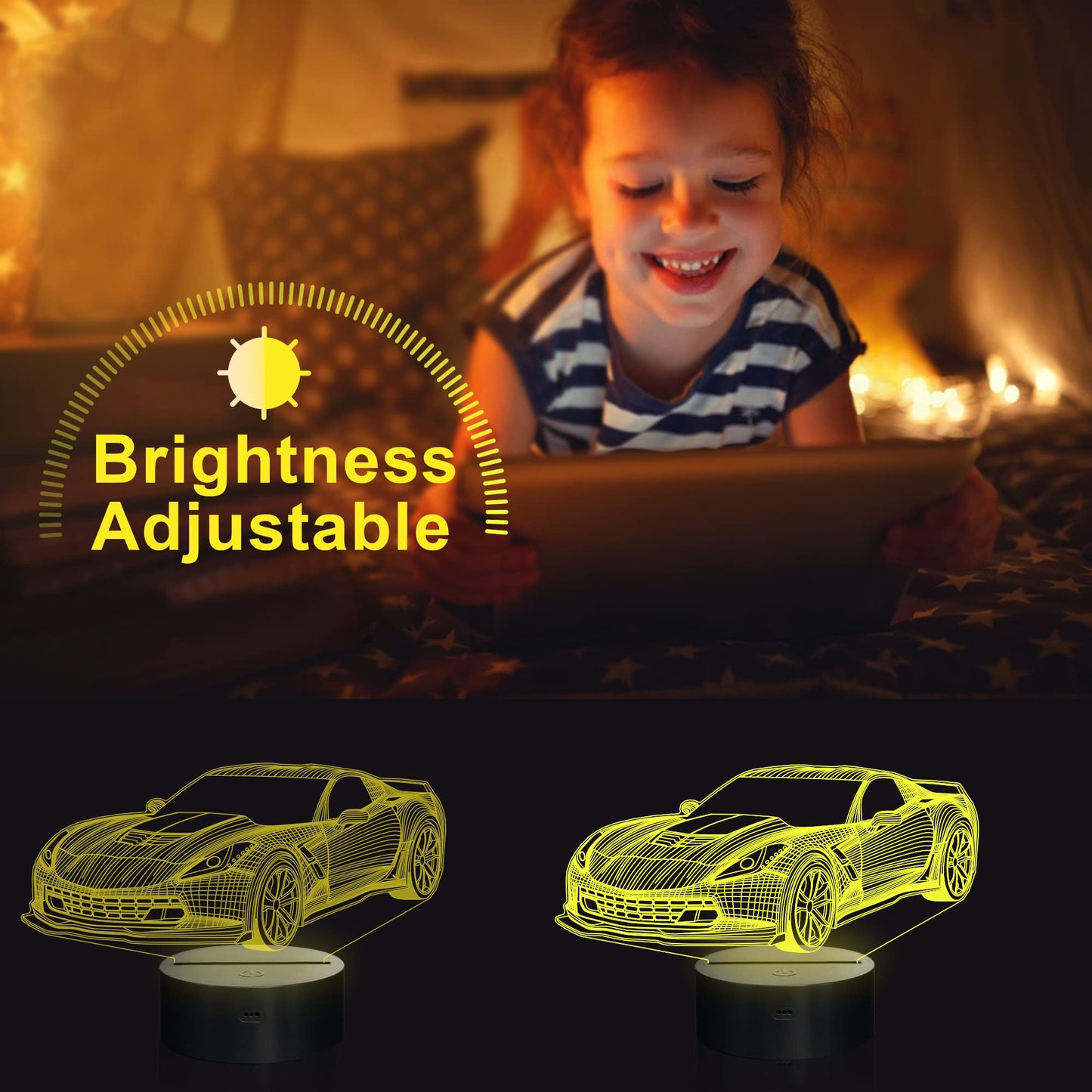 Skorter | Yuandian 3D Led Racing Car Night Light - 16 Colors, Usb & Battery, Touch Control, Gift For Men