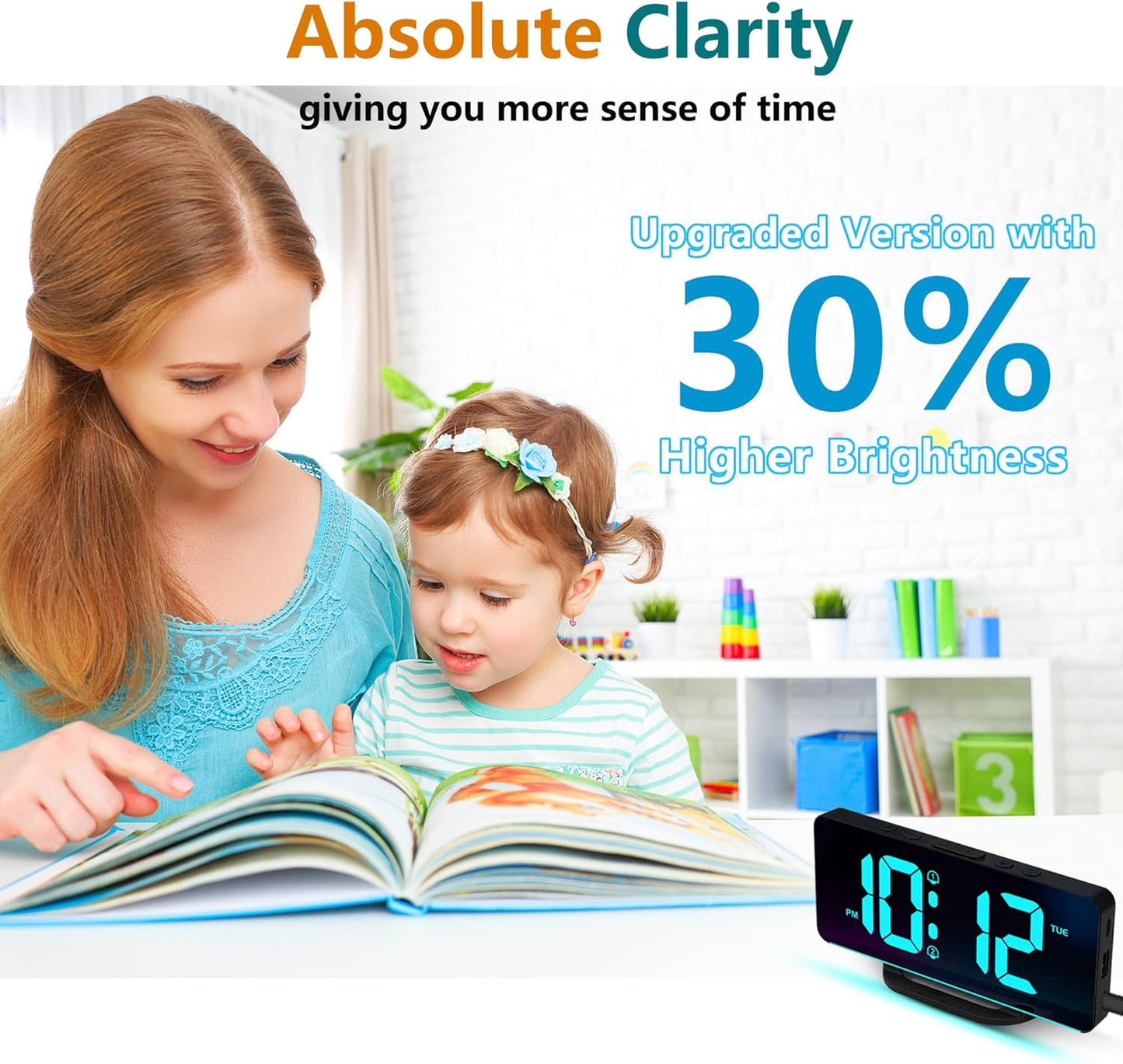 Skorter | 11.5-Inch Digital Calendar Day Clock with 19 Reminders – Claryon