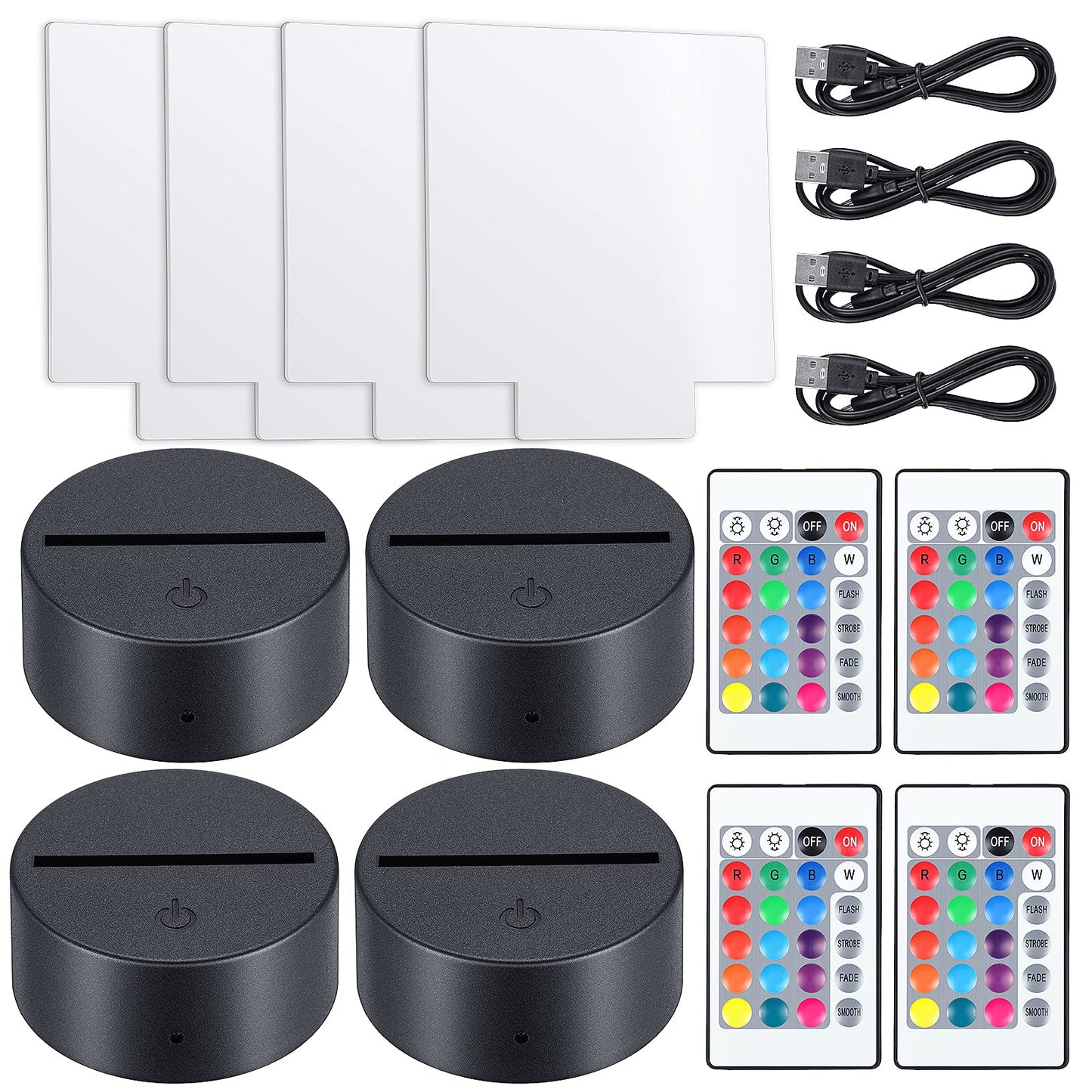 Skorter | Honoson 4-Piece 3D LED Night Light Set With Acrylic Leaves, Remote Control, 16 Colors For Children's Room