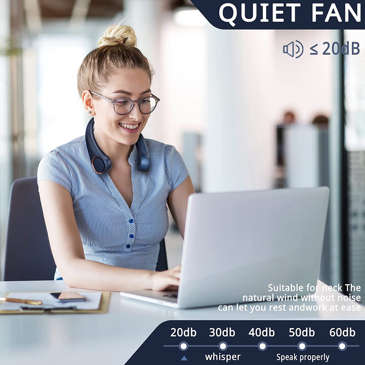 Skorter | Portable bladeless neck fan, 4000mAh, USB charging, 360° surrounding air outlet, three-speed adjustment, silent, 3 seconds quick cooling, good helper in summer