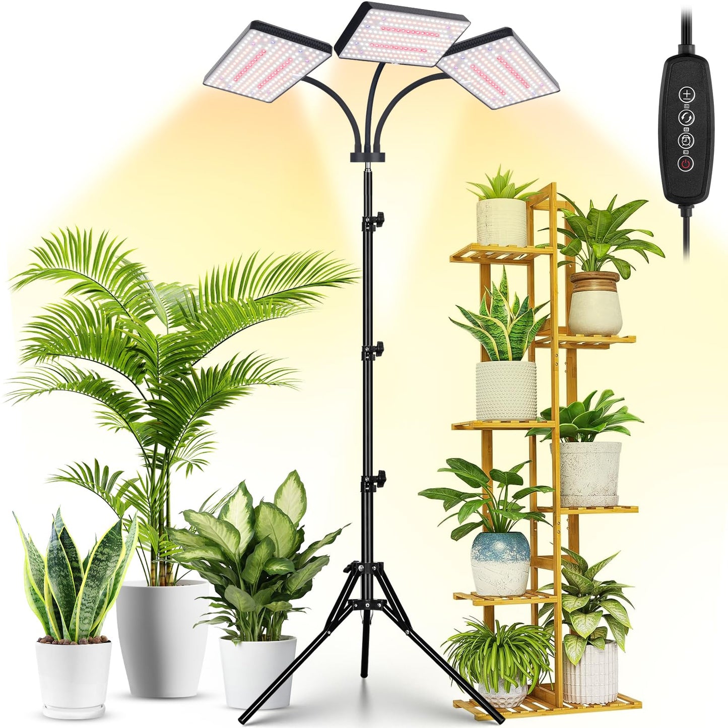 Skorter | 2024 Lbw Grow Light For Indoor Plants With Tripod, 642 Leds Full Spectrum Standing Plant Light, Tall Floor Plant Lamp With 3/6/12H Timer, 6 Brightness Levels, 3 Modes, 63 "" Adjustable Tripod