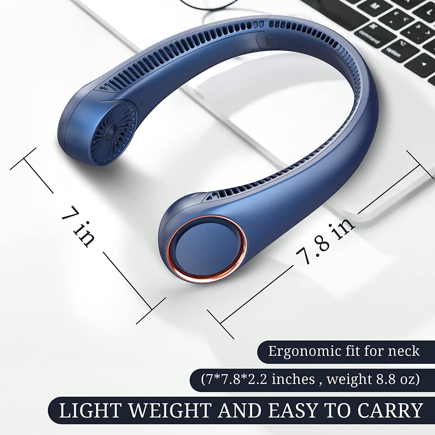 Skorter | Portable bladeless neck fan, 4000mAh, USB charging, 360° surrounding air outlet, three-speed adjustment, silent, 3 seconds quick cooling, good helper in summer