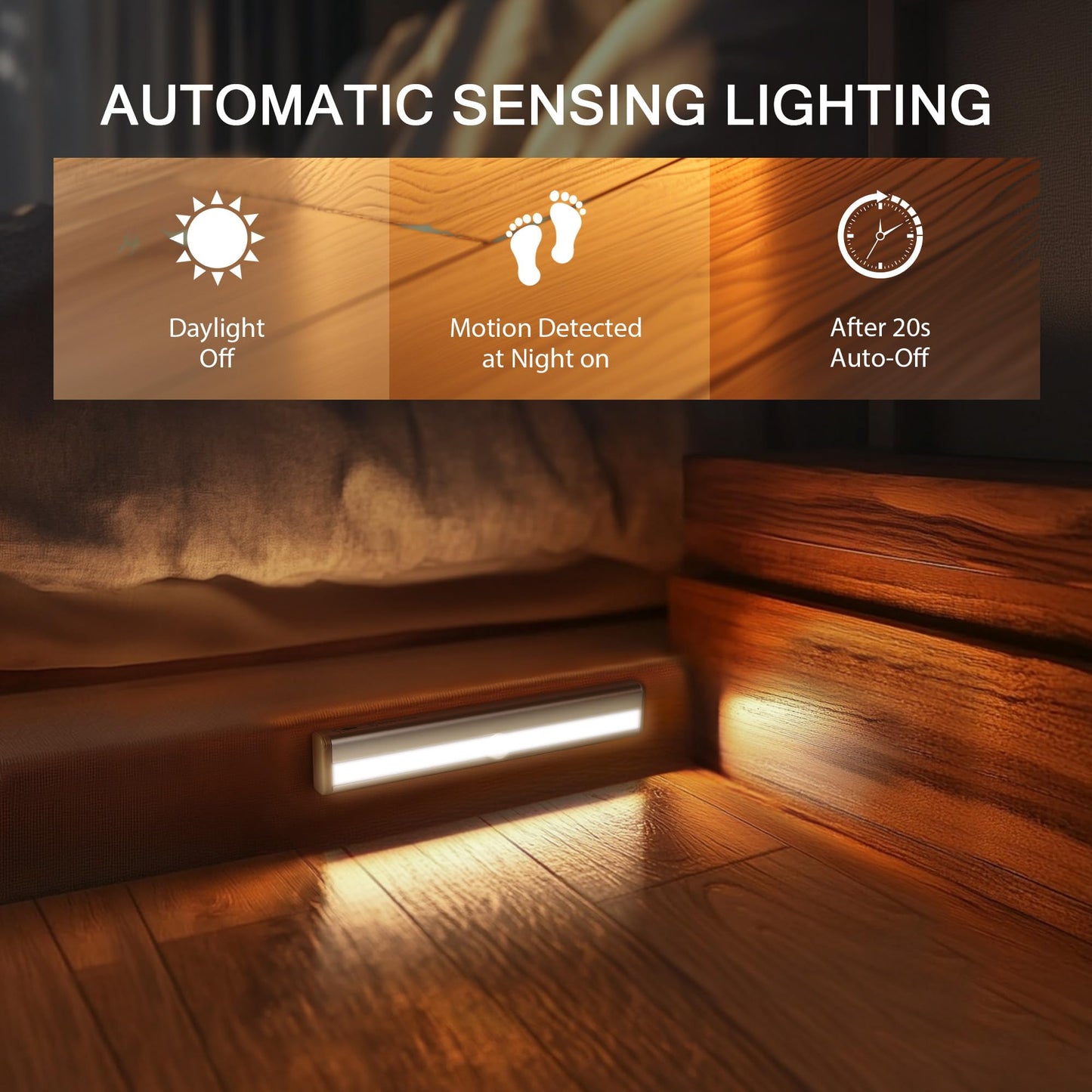 Skorter | Hokoiln 10 LED Motion Sensor Wardrobe Light - Battery Operated Stick-On Night Light Bar, 6 Pack