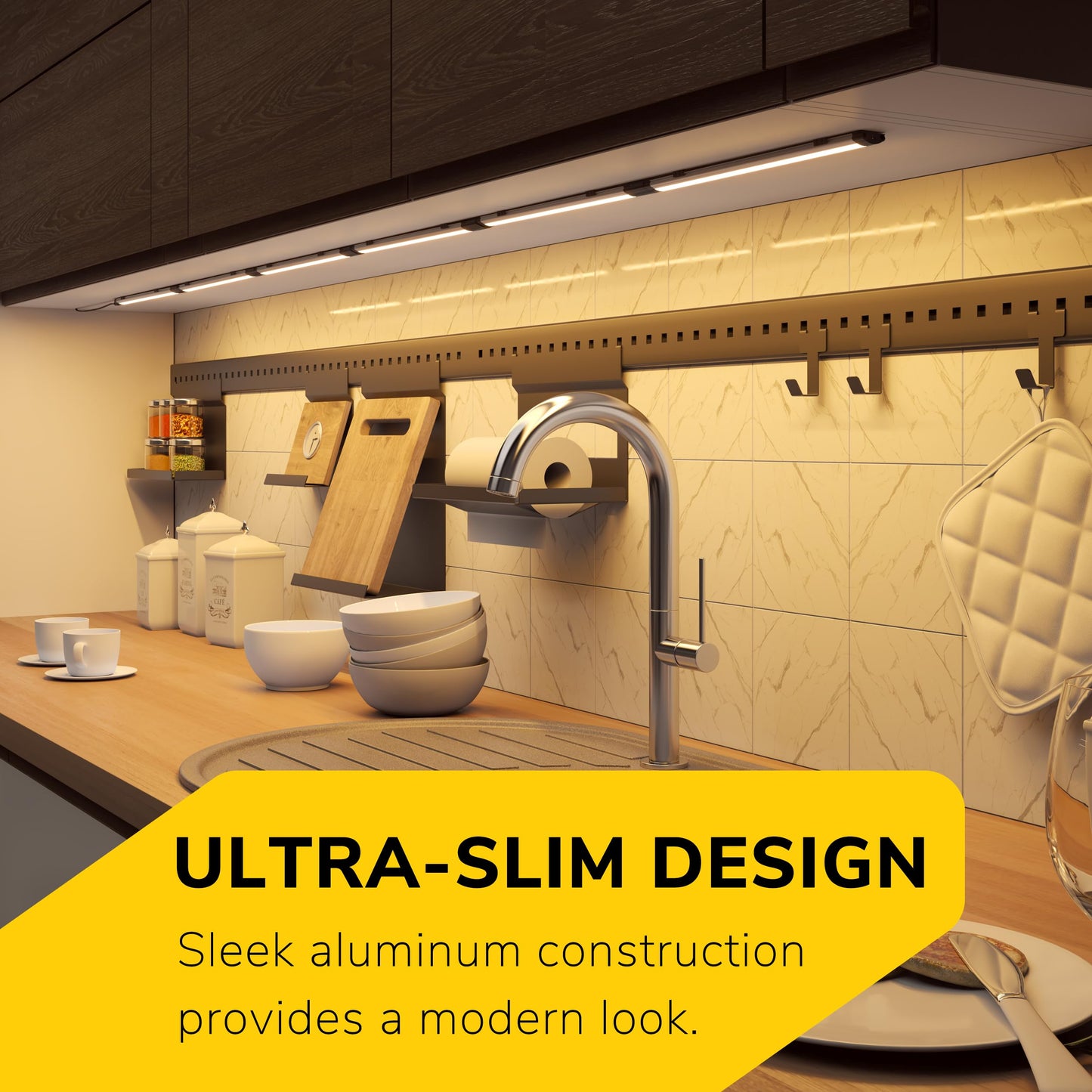 Skorter | Getinlight 12" LED Under-cabinet light, soft white 3000K, 3-pack, metal design