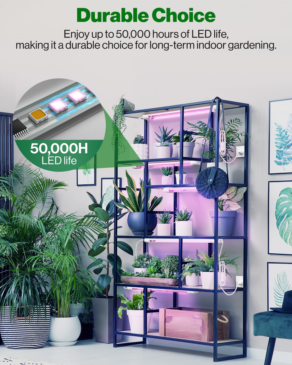 Skorter | Sunco 2Ft Led Grow Light, 20W Full Spectrum For Indoor Plants, 2 Pack With Inline Switch