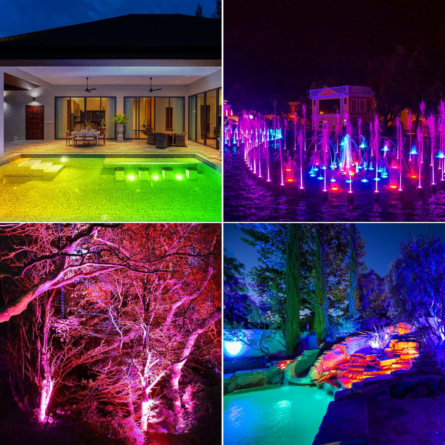 Skorter | T-Sun Rgb Led Underwater Pond Lights, Ip68 Waterproof, Bluetooth App, Set To 5