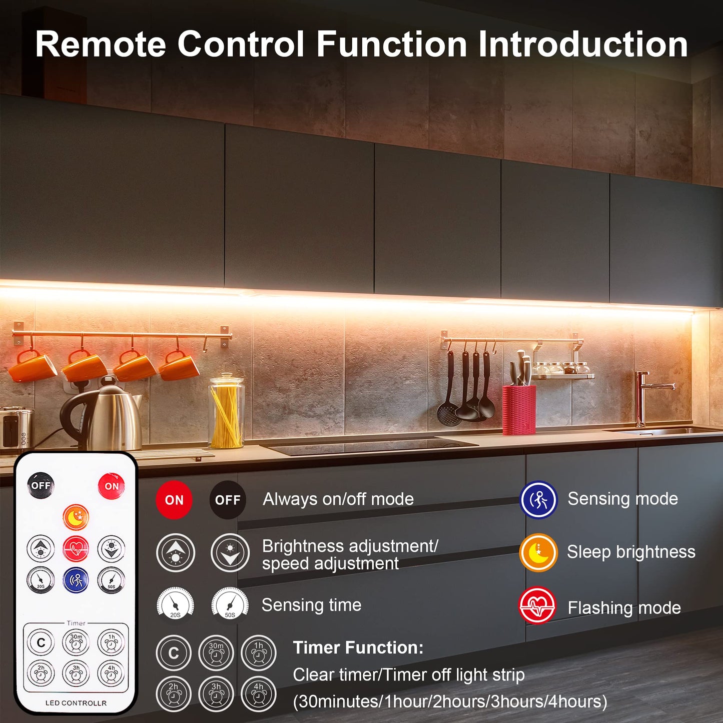 Skorter | Lafulit 10 pcs motion sensor LED strip lights, dimmable warm white under cabinet light set
