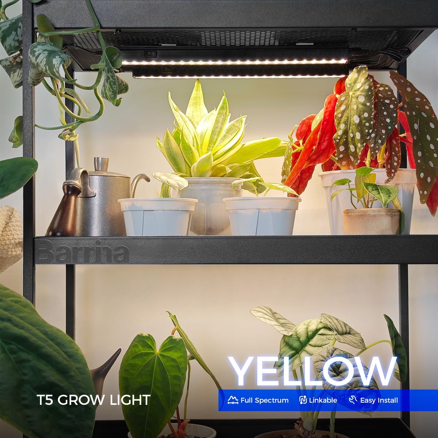 Skorter | Barrina 1Ft T5 Grow Lights Bulbs, Full Spectrum Led, Yellow, 4 Packs For Indoor Plants