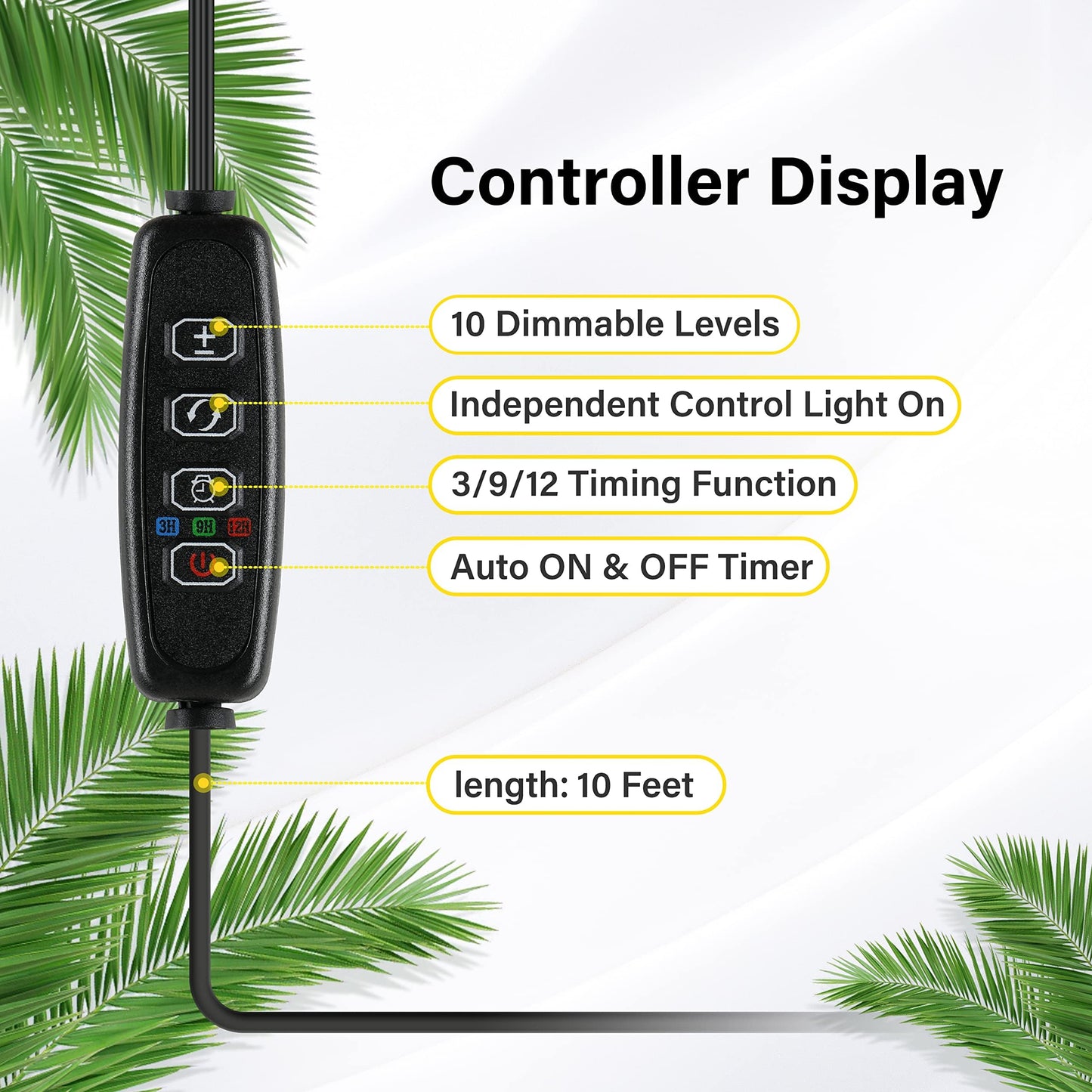Skorter | Ipower 60W Led Grow Lights - Full Spectrum Plant Strips, Auto Timer, 10 Dimmable Levels, 4 Tub