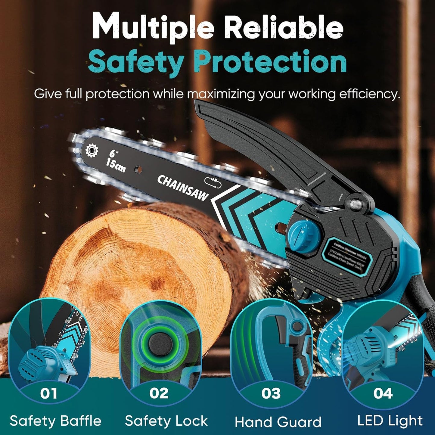 Skorter | Cordless Mini Chainsaw 6 Inch with LED Light & 21V Battery – TimberCut