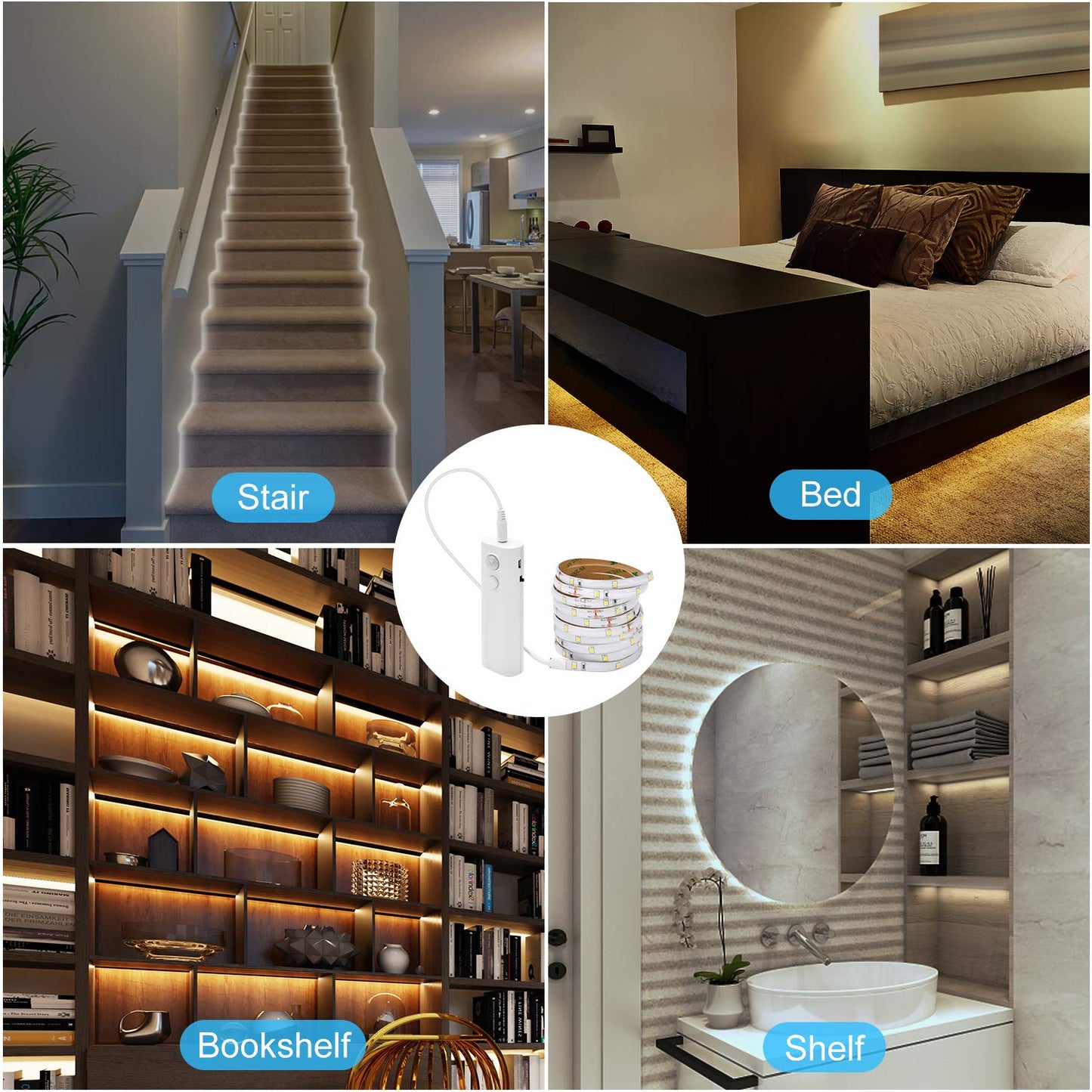 Skorter | Luxjet 2-Pack Rechargeable Led Strips With Motion Sensor - Cool White Under Cabinet Lighting